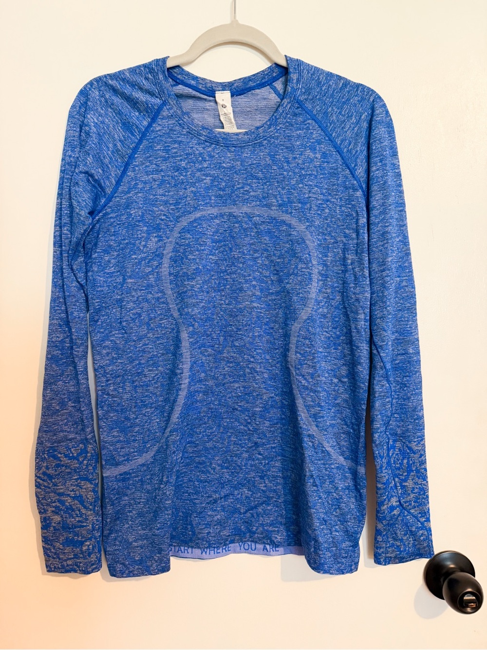 lululemon athletica Heathered Blue Crew Neck Athletic Top